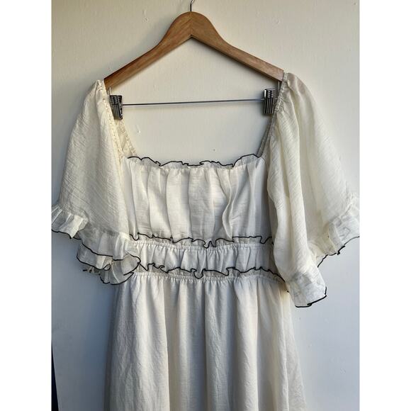 INDIKAH Cream Kathlene Flutter Sleeves Maxi Prairie Boho Dress $110 PLUS XXL NWT - Picture 15 of 16